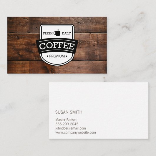 コーヒー染色 |コーヒーショップバリスタウッドトリム 名刺 (正面/裏面)