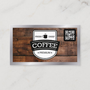 コーヒー染色 コーヒーショップBarista Wood背景 名刺