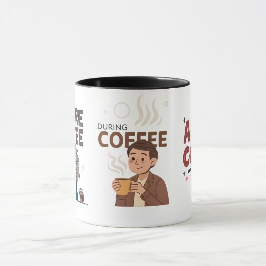 コーヒー気分ベクターアート 前・中・後 マグカップ (中央)