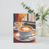 コーヒー水彩画 | モーニングラテ ポストカード (スタンド正面)