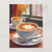 コーヒー水彩画 | モーニングラテ ポストカード (正面)