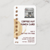 コーヒー汚れおよびコップの飲み物のパンチカード ロイヤリティカード (正面)