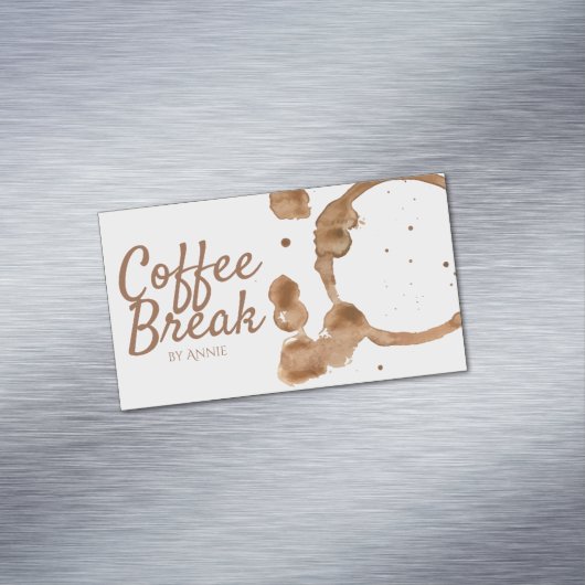 コーヒー汚れおよび豆 マグネット名刺 (インサイチュ)