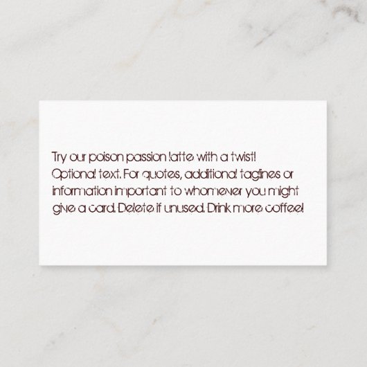 コーヒー汚れのロゴの飲み物の穿孔器の英雄 ロイヤリティカード (裏面)