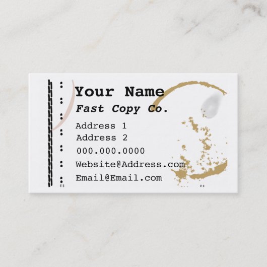 コーヒー汚れタイプライターグランジ名刺 名刺 (正面)