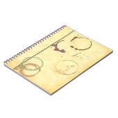 コーヒー汚れ型グランジ-フェイクパーチメントパターン ノートブック (左側)