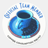 コーヒー消費分隊カップ及びソーサーカスタム ラウンドシール (正面)