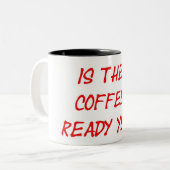 コーヒー準備ができた赤 ツートーンマグカップ (正面左)