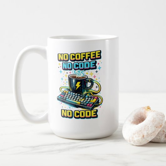 コーヒー無しではコードを書けない コーヒーマグカップ (ドーナツ)