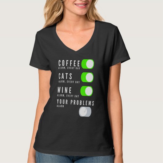 コーヒー猫が問題を飲む Tシャツ (正面)