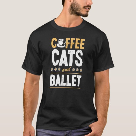 コーヒー猫とバレエダンスインストラクター猫1 Tシャツ (正面)