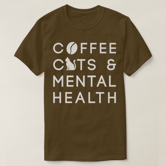 コーヒー猫とメンタルヘルスAnie認識度Menta Tシャツ (デザイン正面)