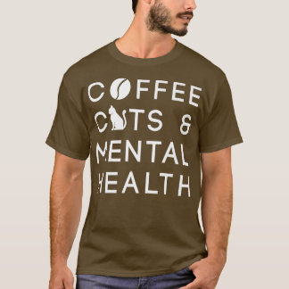 コーヒー猫とメンタルヘルスAnie認識度Menta Tシャツ