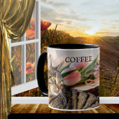 コーヒー猫と本のマグカップ コーヒーマグカップ