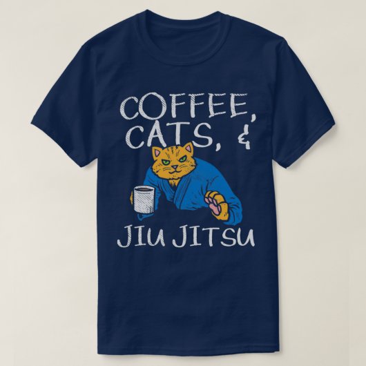 コーヒー猫と柔術ブラジルジリアン柔術 Tシャツ (デザイン正面)
