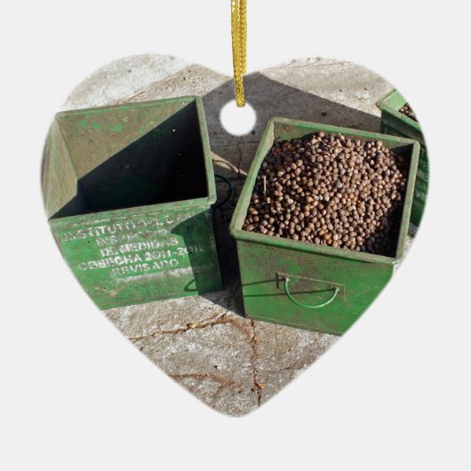 コーヒー生産 セラミックオーナメント (正面)
