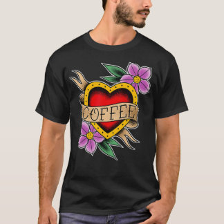 コーヒー用伝統的ハート入れデザイン Tシャツ