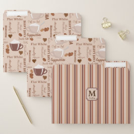 コーヒー用語パターンモノグラム ファイルフォルダー