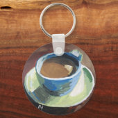 コーヒー皿グリーンキーチェーン キーホルダー (正面)