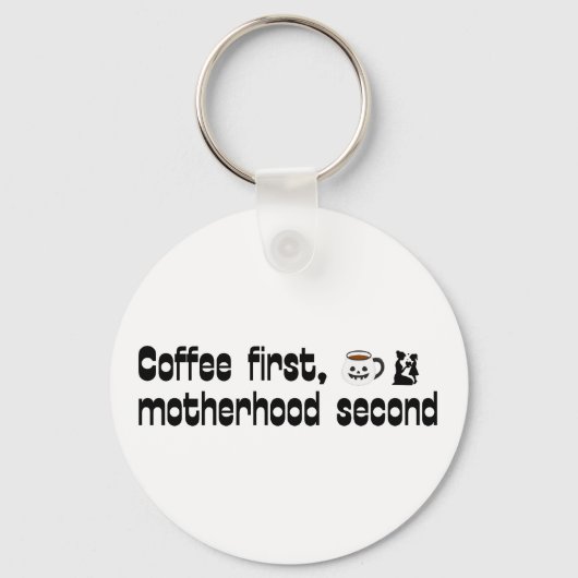 コーヒー第1母性第2 -はっきりしたタイポグラフィ キーホルダー (正面)