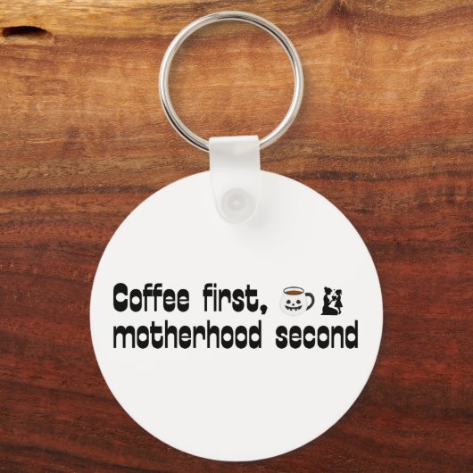 コーヒー第1母性第2 -はっきりしたタイポグラフィ キーホルダー (正面)