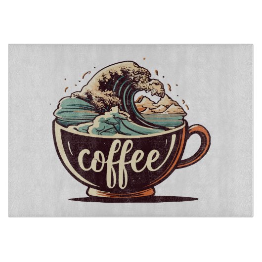 コーヒー素晴らしの波 カッティングボード (正面)