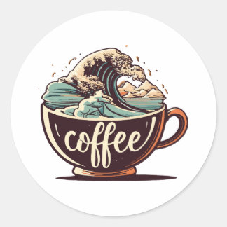 コーヒー素晴らしの波 ラウンドシール