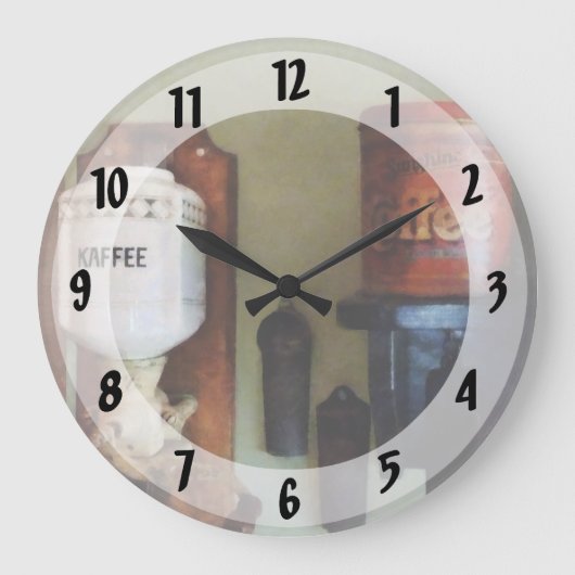 コーヒー缶およびコーヒーグラインダー ラージ壁時計 (正面)