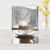 コーヒー考えを蒸す カード (黄色い花)