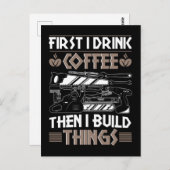 コーヒー職人おもしろい大工の父の木工職人 ポストカード (正面/裏面)