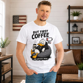 コーヒー至上主義 グラフィックTシャツ バッテリー残量切れ Tシャツ
