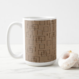 コーヒー色のスクエア柄 コーヒーマグカップ