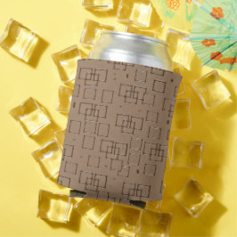 コーヒー色のスクエア柄 缶クーラー