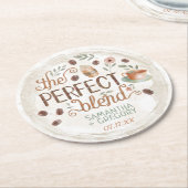 コーヒー花嫁のウェディングシャワー|完全なブレンド ラウンドペーパーコースター (アングル)