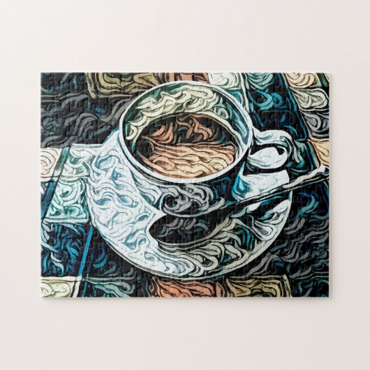 コーヒー芸術的テーマスチル絵画ライフ ジグソーパズル (横)