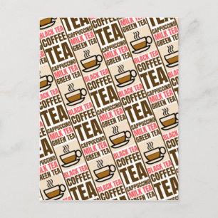 コーヒー茶模様葉書 ポストカード