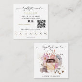 *~*コーヒー行くグリッターハート報酬フローラQR ロイヤリティカード (正面/裏面)