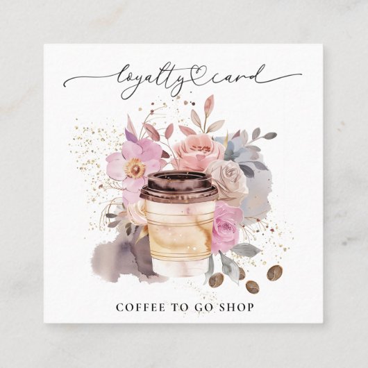 *~*コーヒー行くグリッターハート報酬フローラQR ロイヤリティカード (裏面)