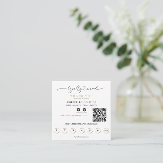 *~*コーヒー行く花ハート報酬QR ロイヤリティカード (スタンド正面)