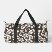 コーヒー褐色の島プルメリア模様 ダッフルバッグ (正面)