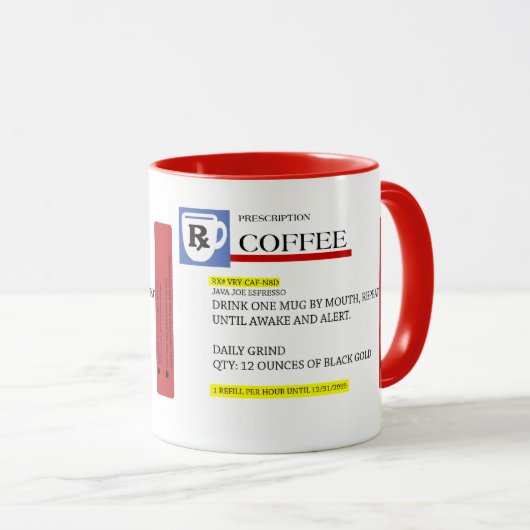 コーヒー規定のカフェイン常習者のマグ マグカップ (正面右)