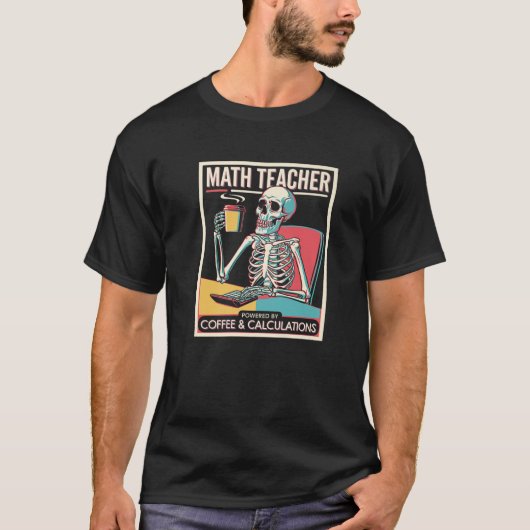 コーヒー計算スケルトン数学先生コーヒーP Tシャツ (正面)