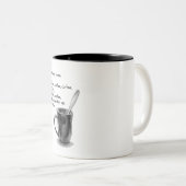 コーヒー詩、ユーモア、愛コーヒー、鉛筆のマグ ツートーンマグカップ (正面右)