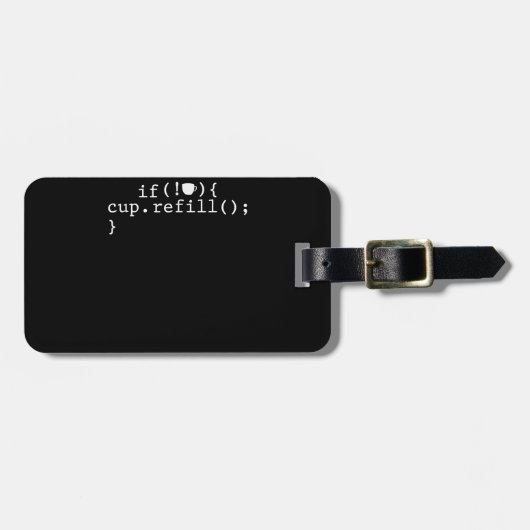 コーヒー詰め替えコ頭が切れるードソフトウェア技術者 ラゲッジタグ (正面横)