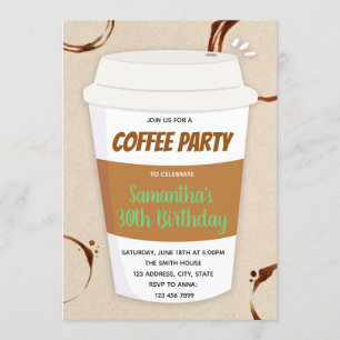 コーヒー誕生日パーティー招待状 招待状
