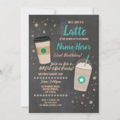 コーヒー誕生日ラテカフェショップチョークお祝い 招待状 (正面)