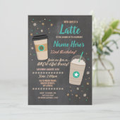 コーヒー誕生日ラテカフェショップチョークお祝い 招待状 (スタンド正面)