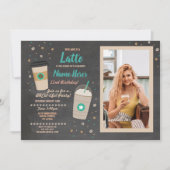 コーヒー誕生日ラテカフェショップチョークフォトチョーク 招待状 (正面)