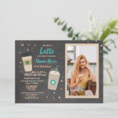 コーヒー誕生日ラテカフェショップチョークフォトチョーク 招待状 (スタンド正面)