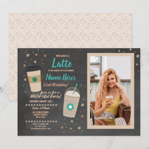 コーヒー誕生日ラテカフェショップチョークフォトチョーク 招待状